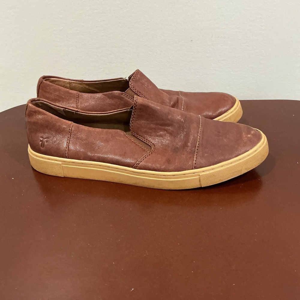 Frye Ivy Women Brown Leather Slip-on Casual shoes Comfortable Sneakers Sz 8
